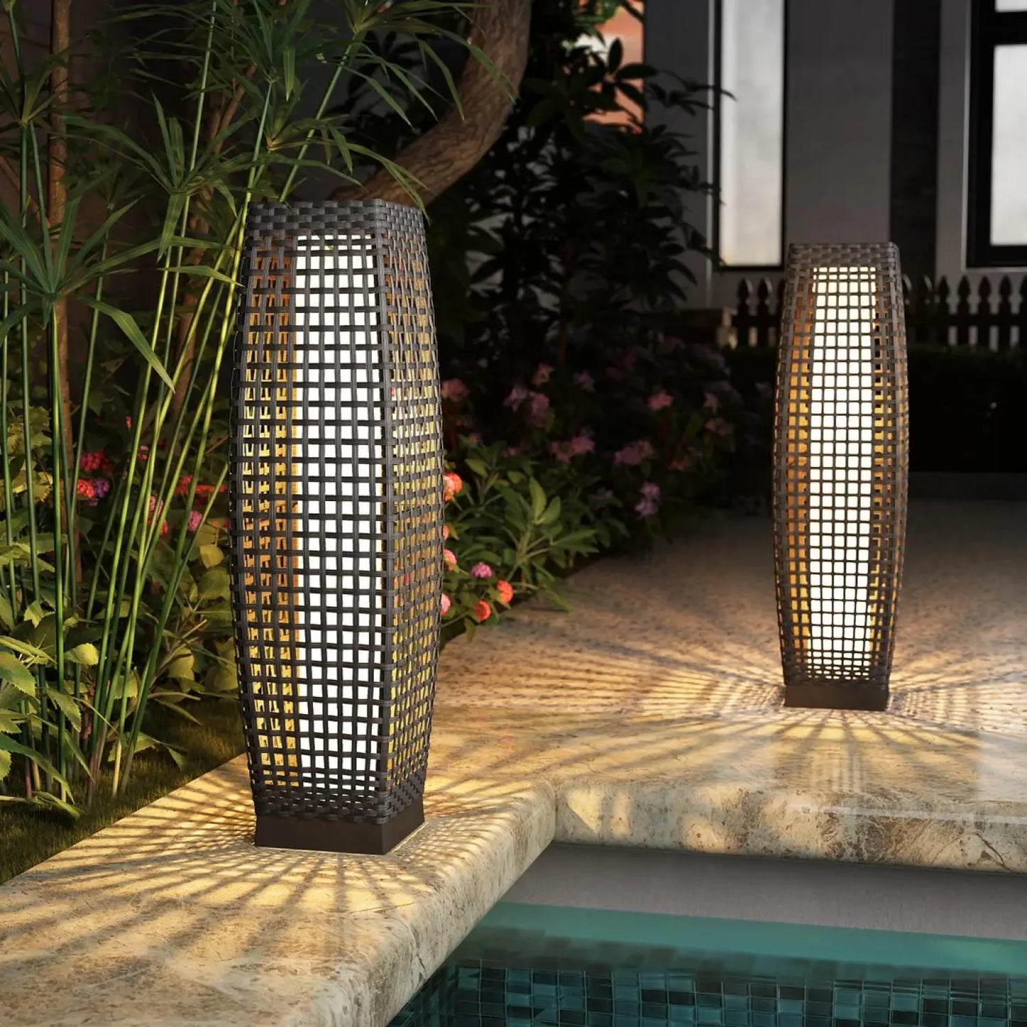 GRAND PATIO FUJI Solar-Powered Woven Wicker Floor Lamp ,Lighting Outdoor