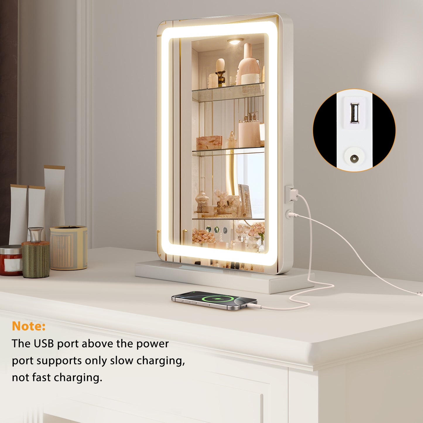 LED Vanity Mirror with Adjustable Lighting – 3 Color Modes & Touch Control