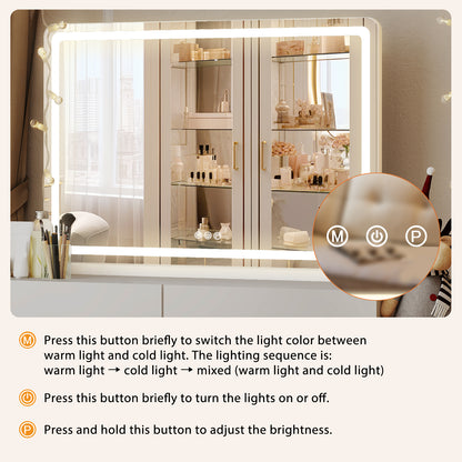 LED Vanity Mirror with Adjustable Lighting – 3 Color Modes & Touch Control