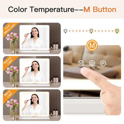 LED Vanity Mirror with Adjustable Lighting – 3 Color Modes & Touch Control
