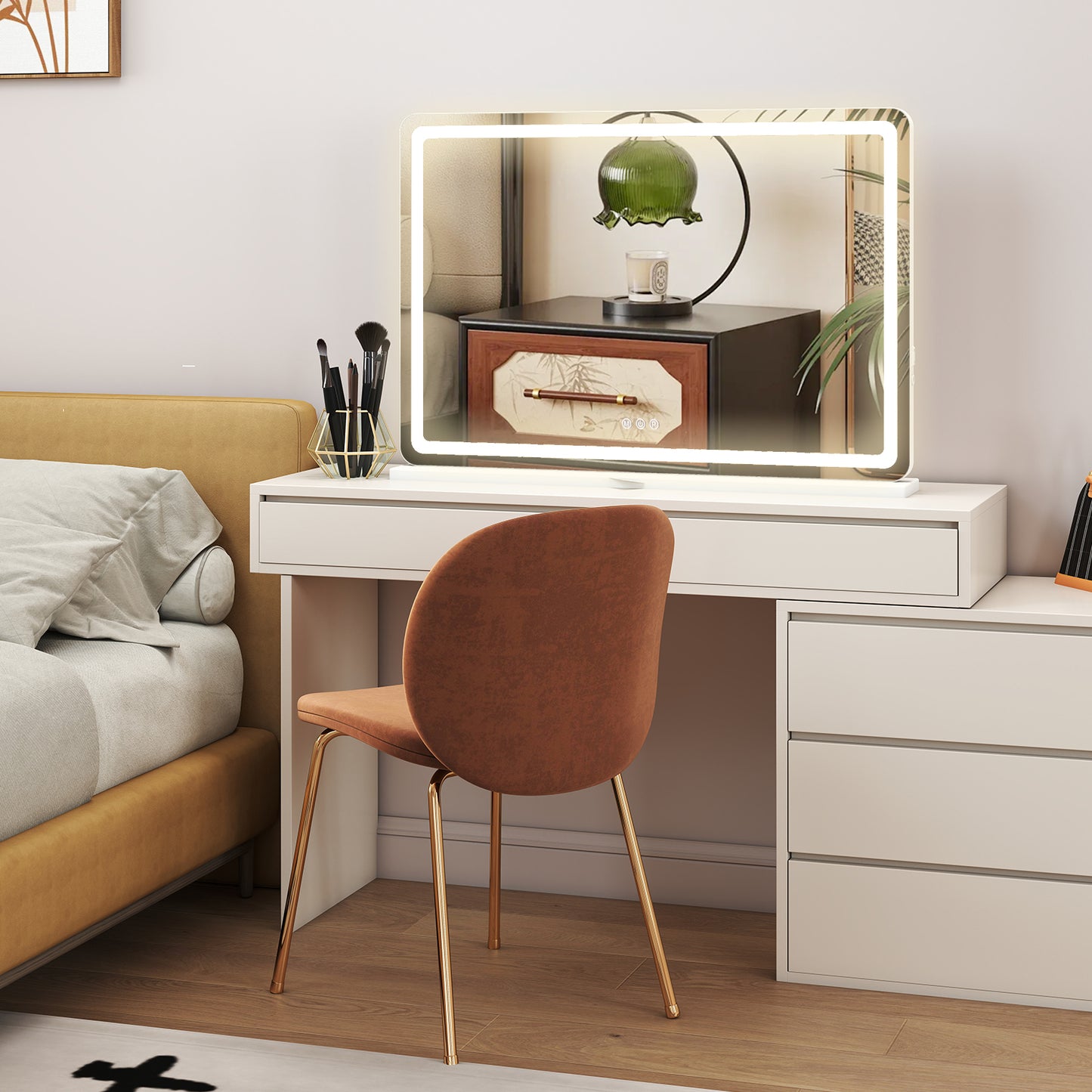 LED Vanity Mirror with Adjustable Lighting – 3 Color Modes & Touch Control