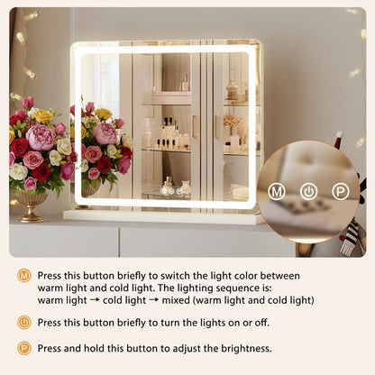 LED Vanity Mirror with Adjustable Lighting – 3 Color Modes & Touch Control