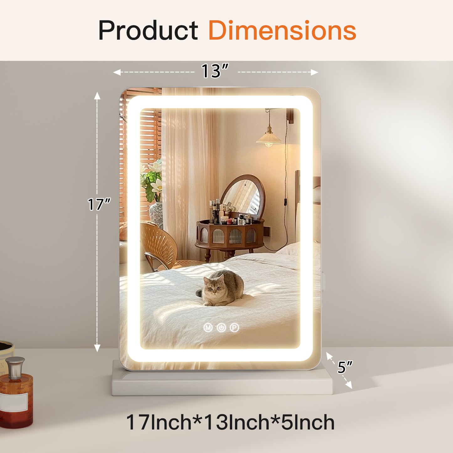 LED Vanity Mirror with Adjustable Lighting – 3 Color Modes & Touch Control