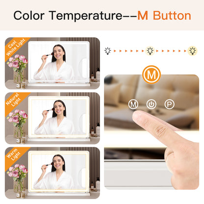 LED Vanity Mirror with Adjustable Lighting – 3 Color Modes & Touch Control