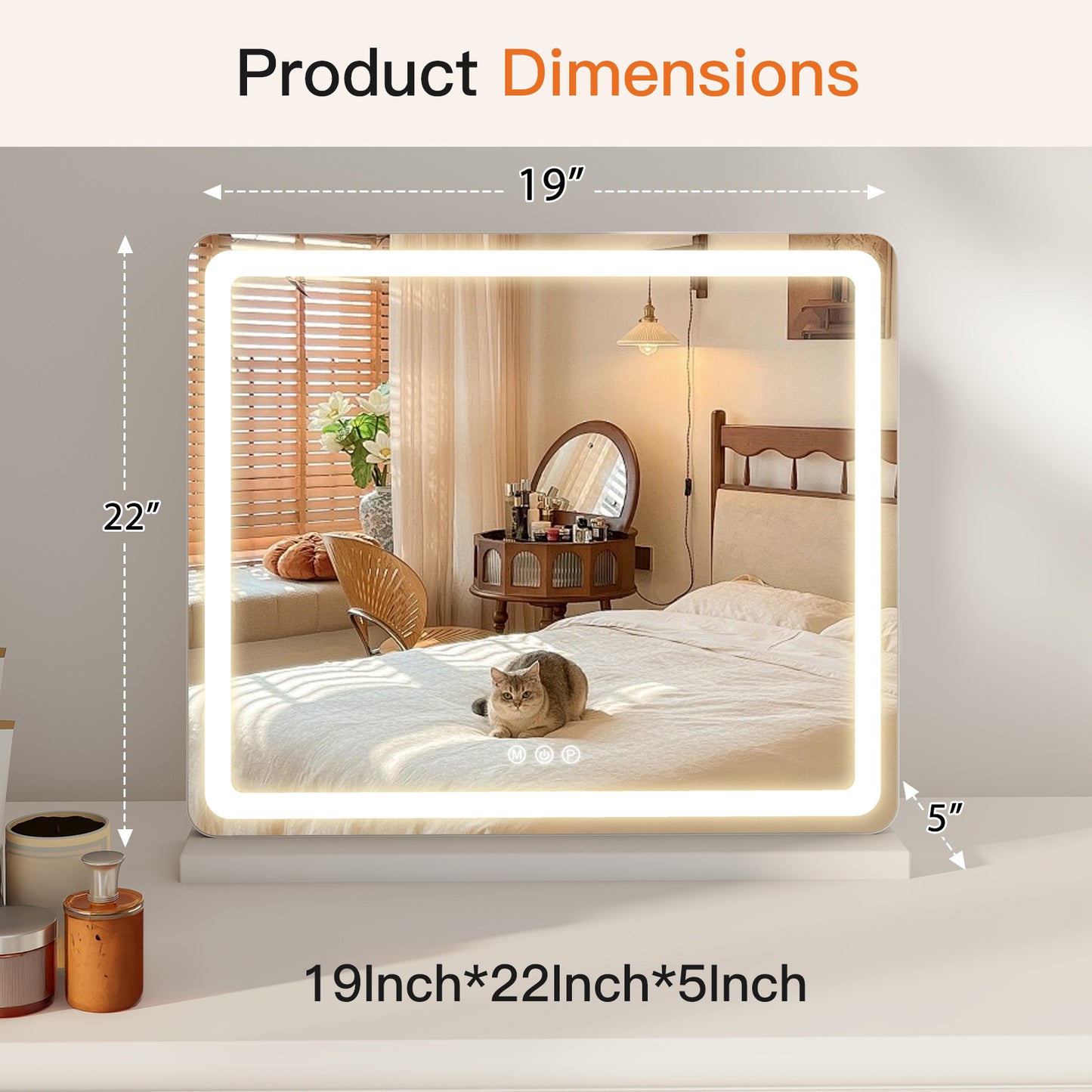 LED Vanity Mirror with Adjustable Lighting – 3 Color Modes & Touch Control