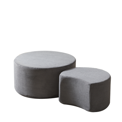 Nesting Coffee Table Set of 2,Upholstered round Coffee Tables Set of 2 for Living Room, Modern Foam round Coffee Table Side Table End Table Ottoman, No Assembly