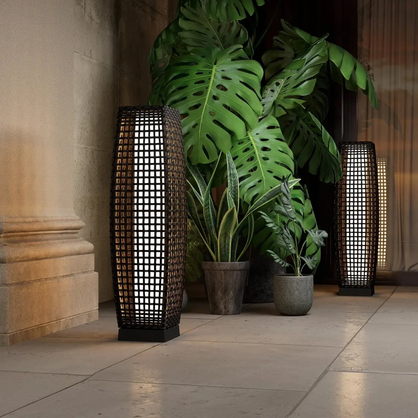 GRAND PATIO FUJI Solar-Powered Woven Wicker Floor Lamp ,Lighting Outdoor