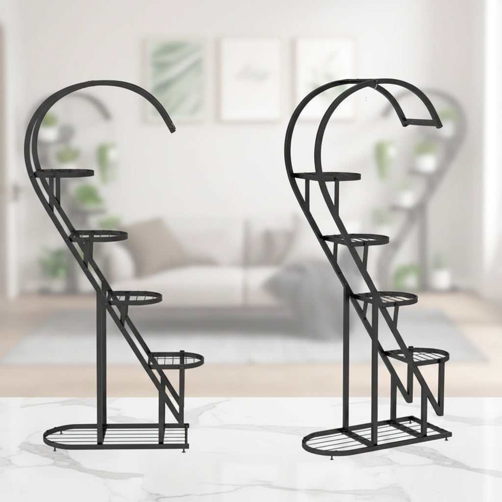 5 Tier Metal Plant Stand with Hanging Hook for Multiple Plants