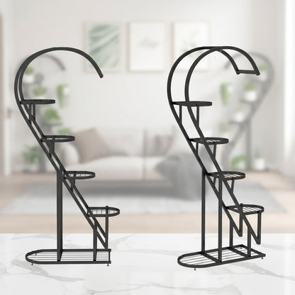 5 Tier Metal Plant Stand with Hanging Hook for Multiple Plants