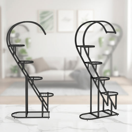 5 Tier Metal Plant Stand with Hanging Hook for Multiple Plants