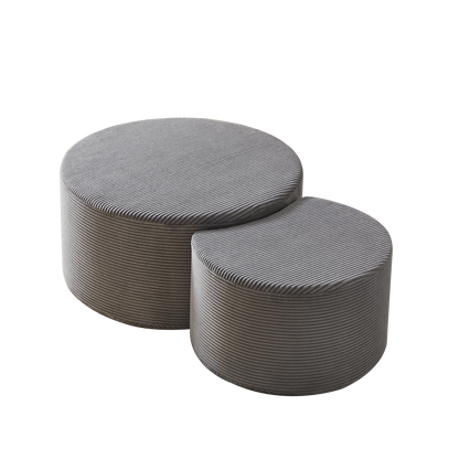 Nesting Coffee Table Set of 2,Upholstered round Coffee Tables Set of 2 for Living Room, Modern Foam round Coffee Table Side Table End Table Ottoman, No Assembly