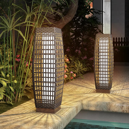 GRAND PATIO FUJI Solar-Powered Woven Wicker Floor Lamp ,Lighting Outdoor